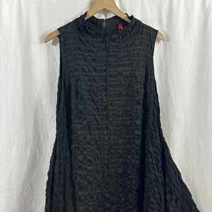 IC Collection Bubble Check Black High Neck Dress Womens Size M Lagenlook Artsy